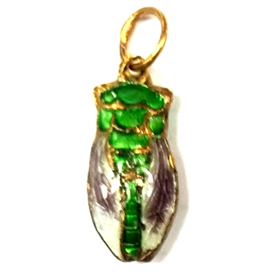ENAMEL CICADA 11X24MM GREEN